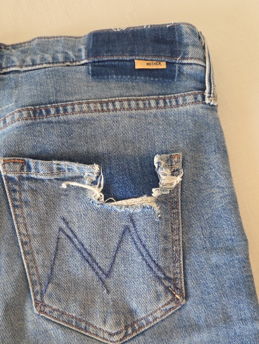 MOTHER Trickster Light Blue Denim Shorts - Picture 6 of 7